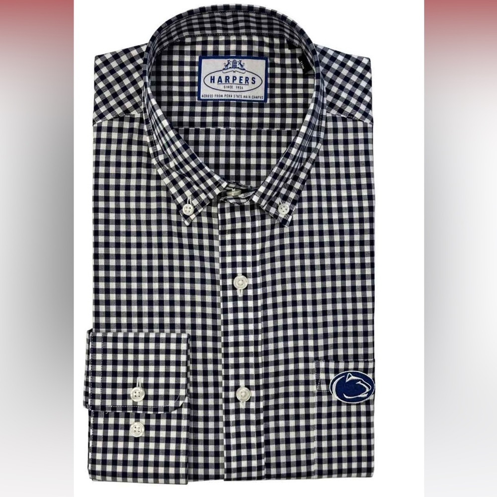 Penn State XL Harpers Men's navy and White Checkered Shirt